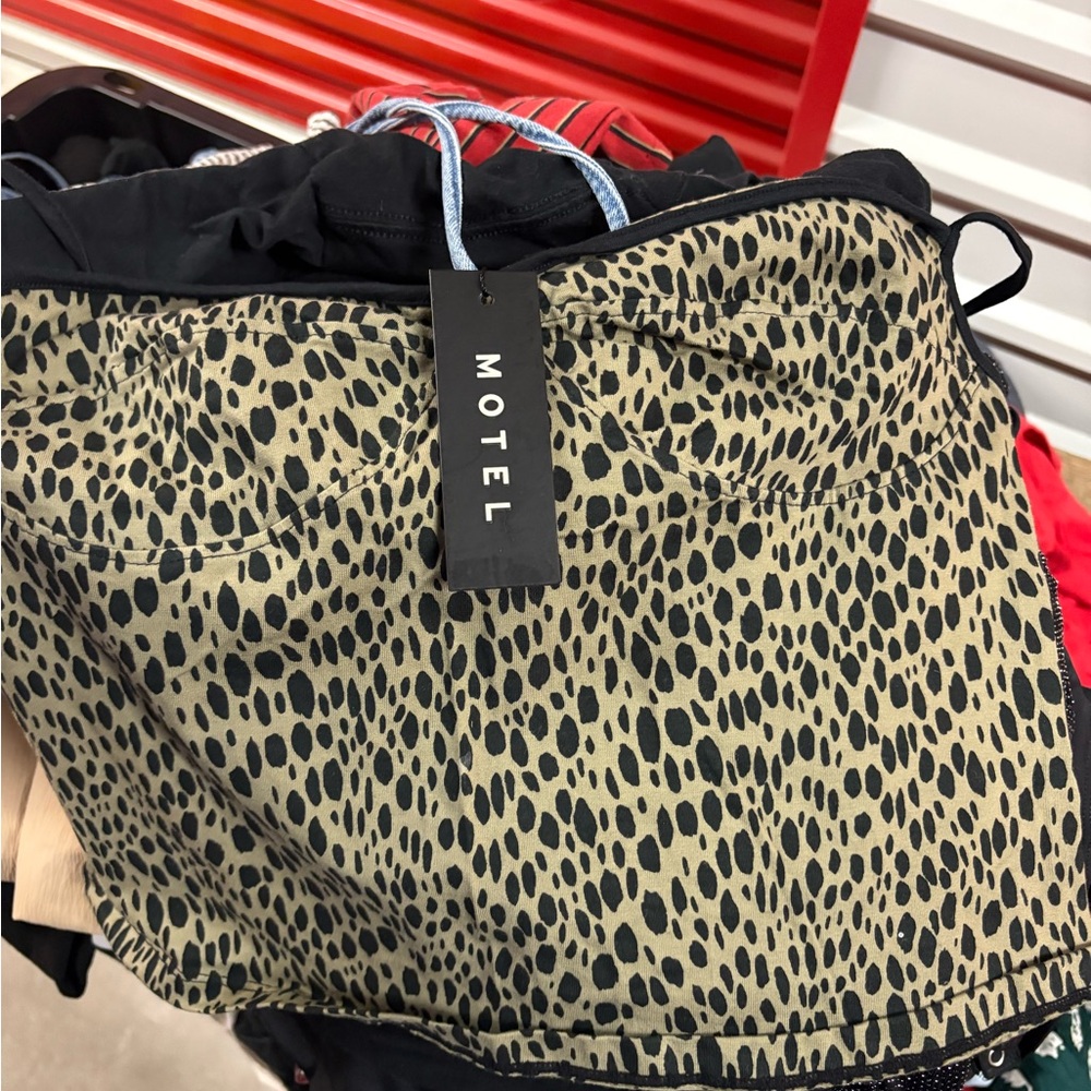Motel Rocks Black and Tan Animal Print Top